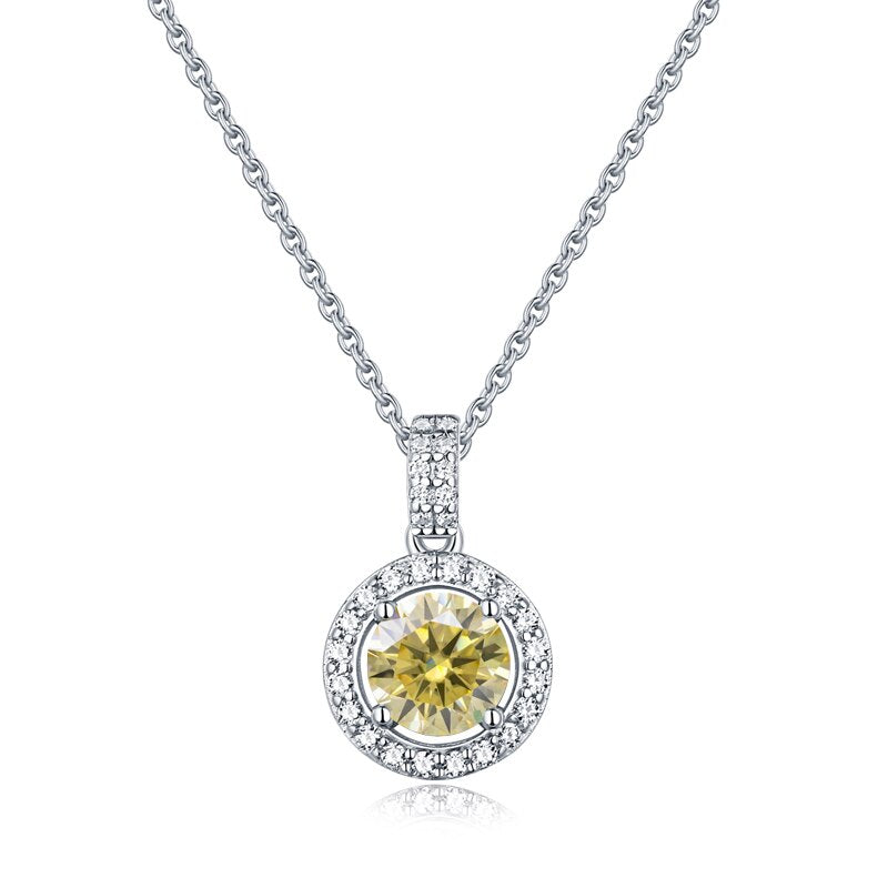 Your Choice of Color Moissanite Diamond Round Pendant Necklace