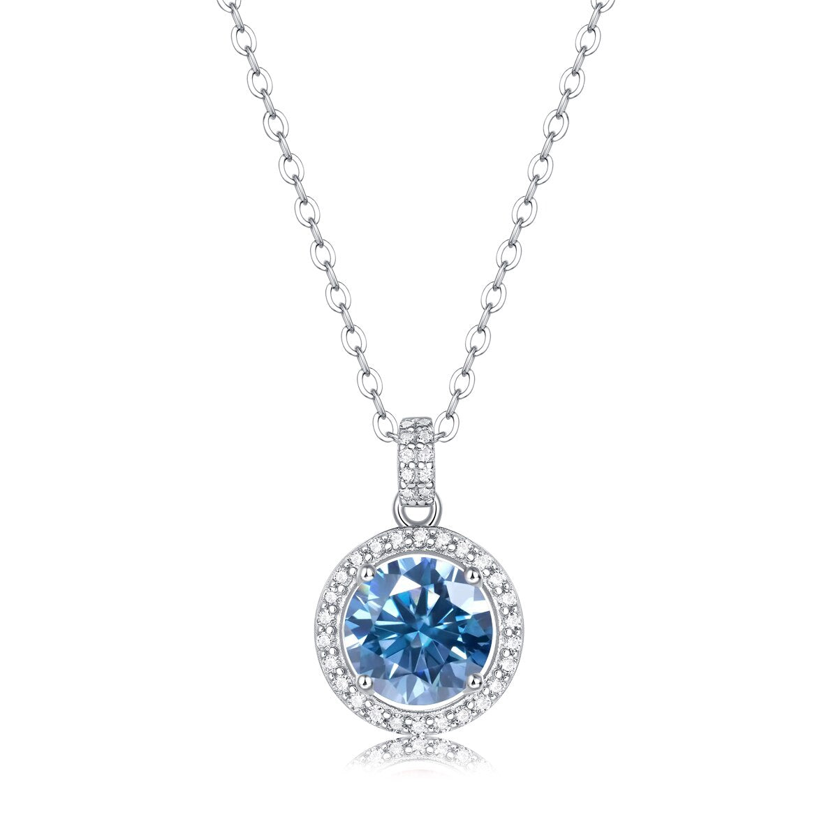 Sparkling Round Cut Moissanite Silver Necklace