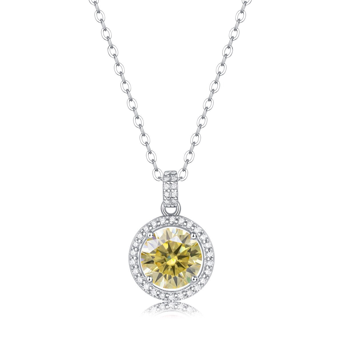 Sparkling Round Cut Moissanite Silver Necklace