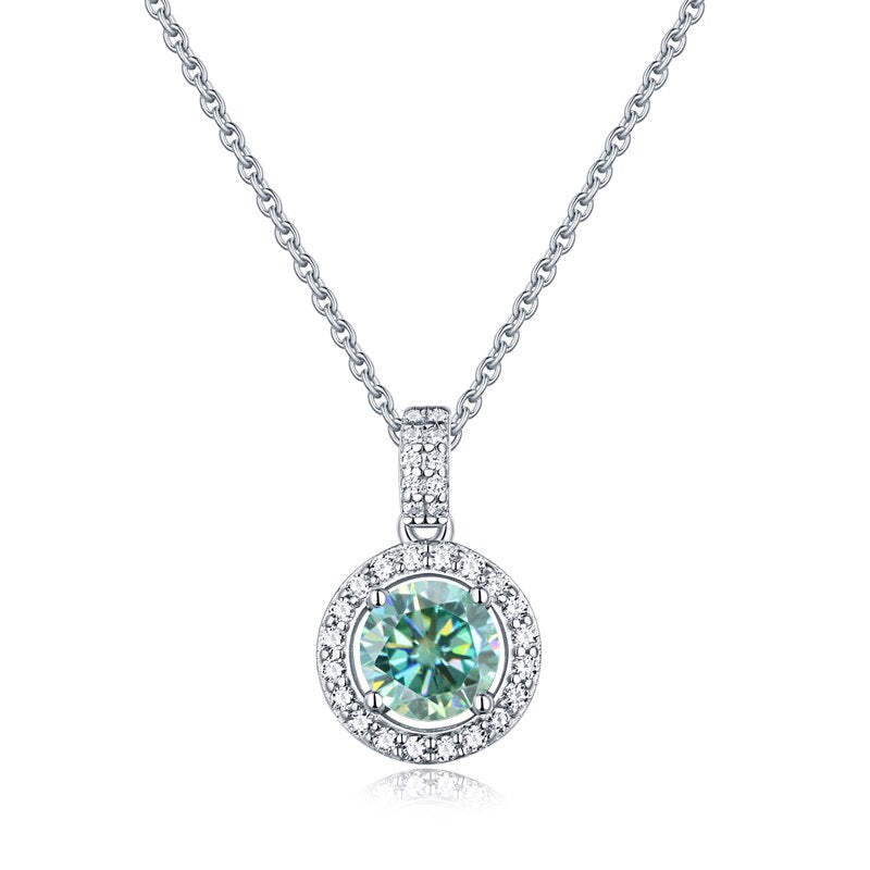 Your Choice of Color Moissanite Diamond Round Pendant Necklace