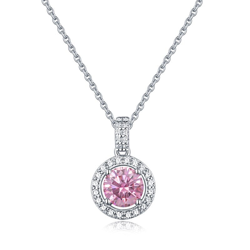 Your Choice of Color Moissanite Diamond Round Pendant Necklace