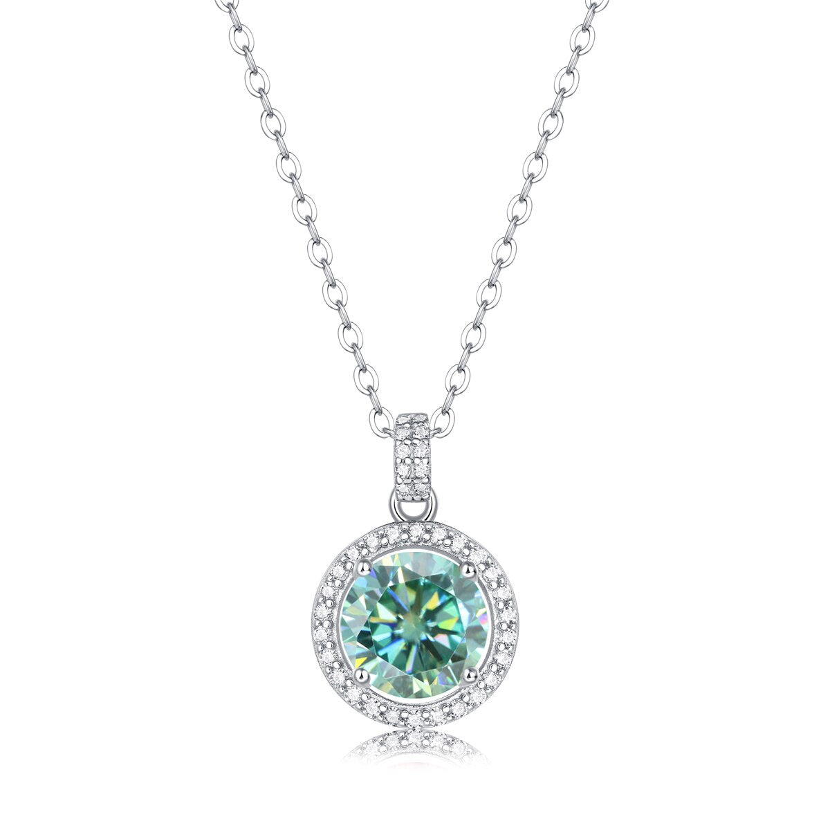 Sparkling Round Cut Moissanite Silver Necklace