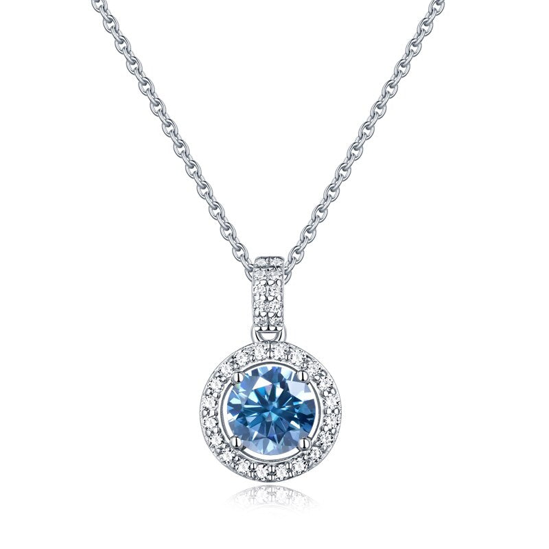 Your Choice of Color Moissanite Diamond Round Pendant Necklace