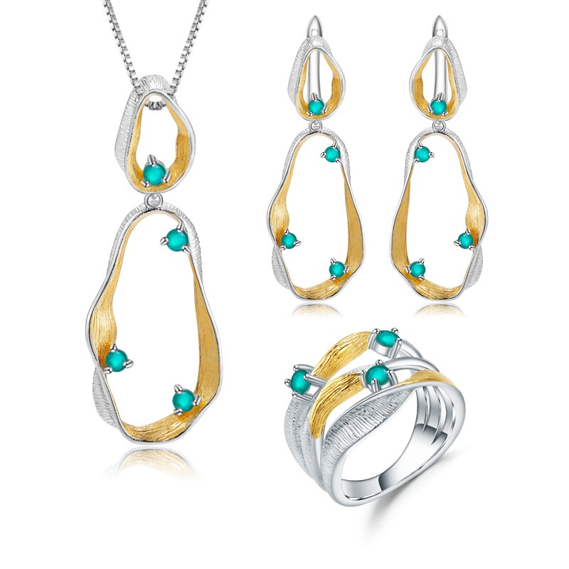 Natural Blue Topaz Amethyst Peridot Twist Jewelry Set