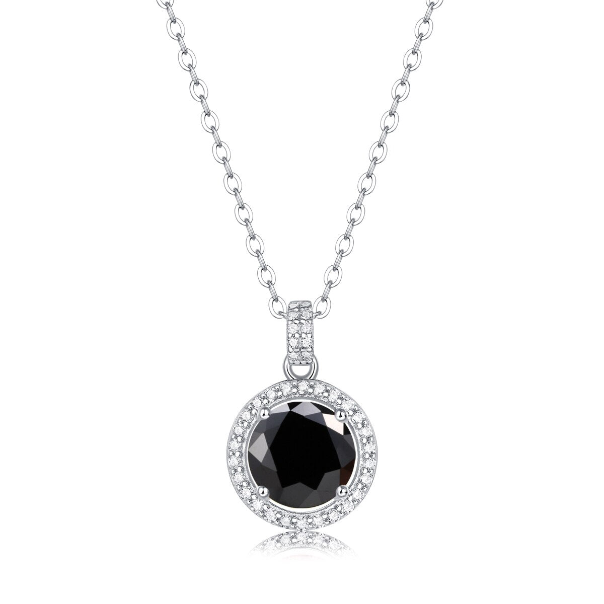 Sparkling Round Cut Moissanite Silver Necklace