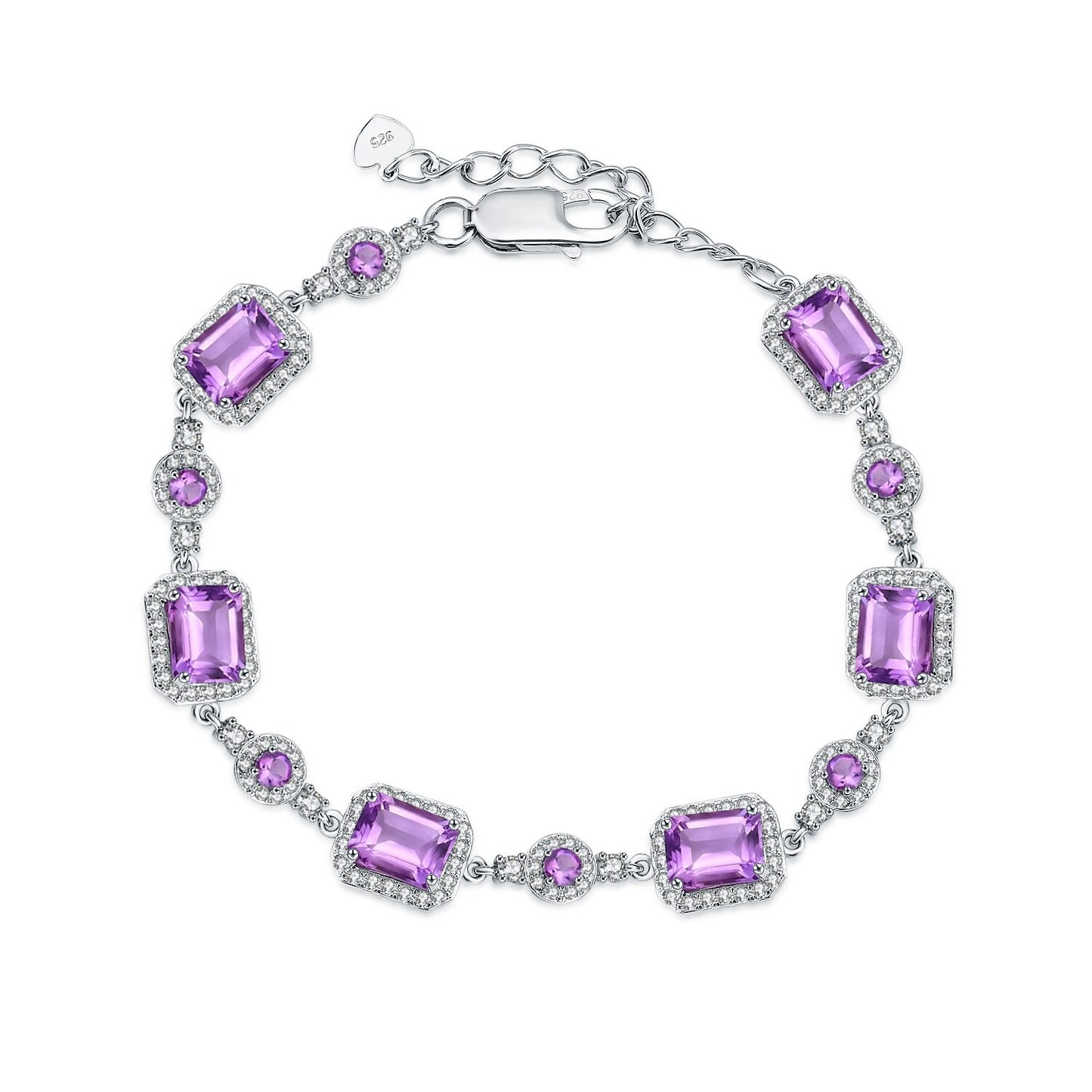 Luxurious Emerald Cut Gemstone Silver Bracelet