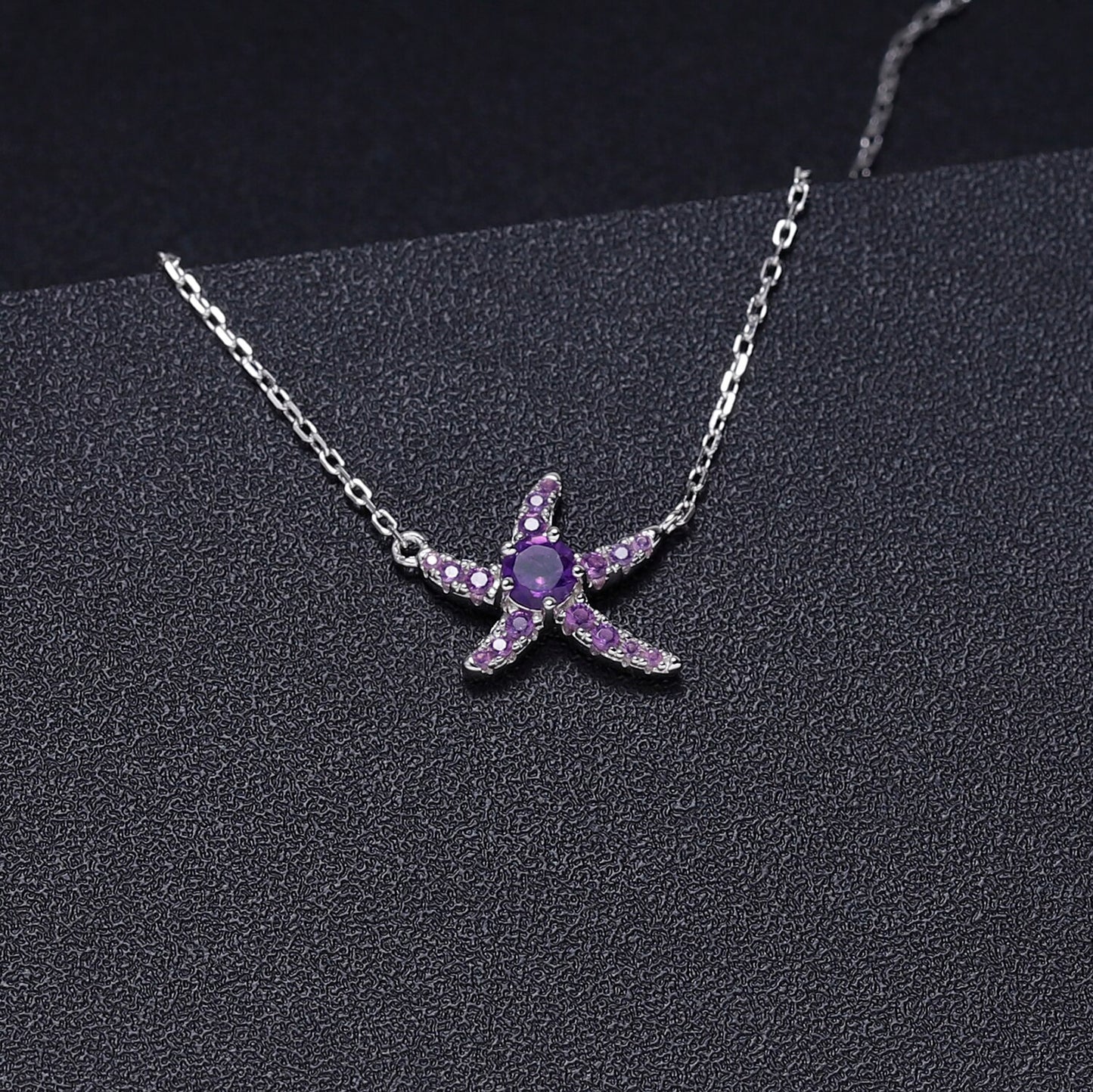 Amethyst Starfish Pendant Necklace