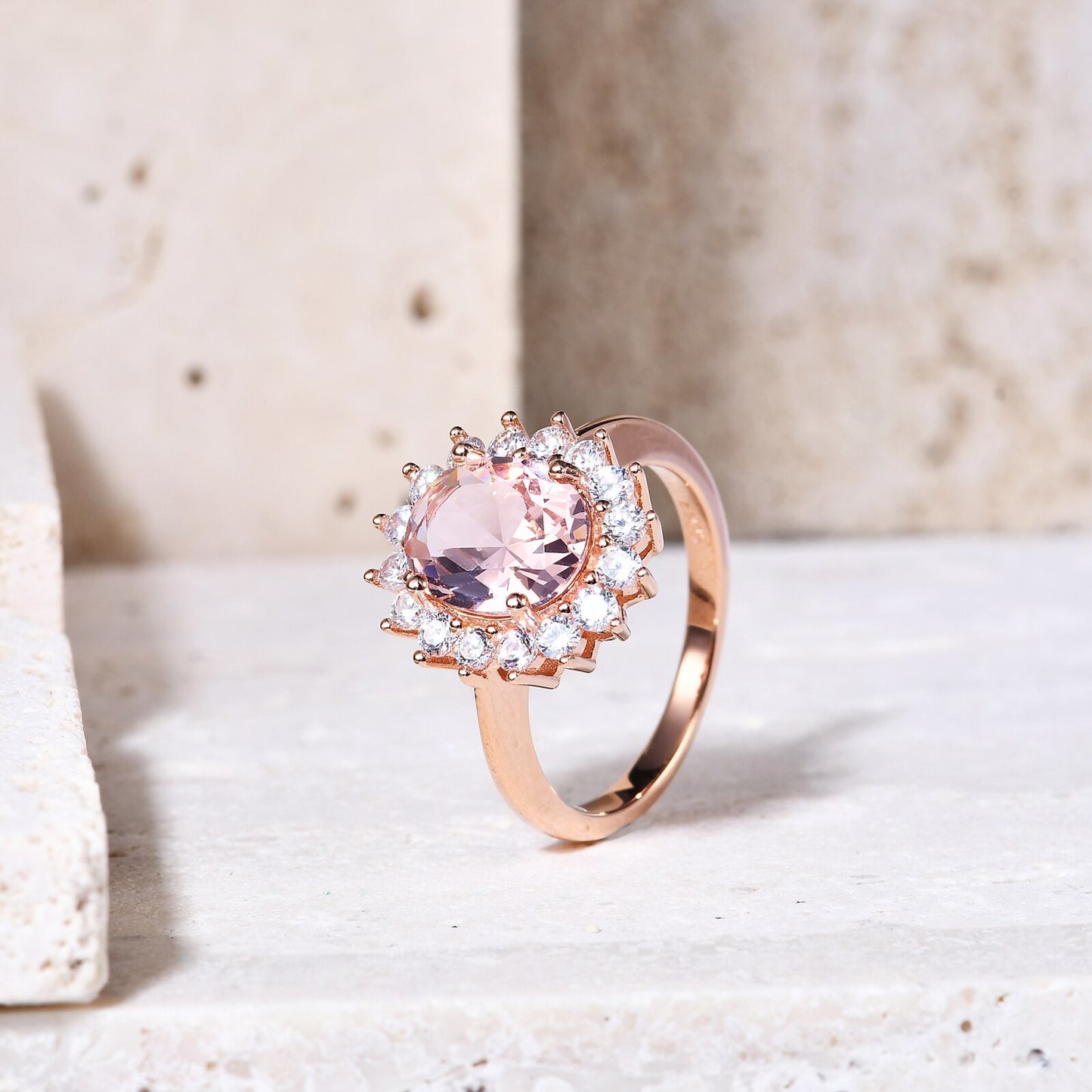 Princess Flower Styled Large Gemstone Promise Ring