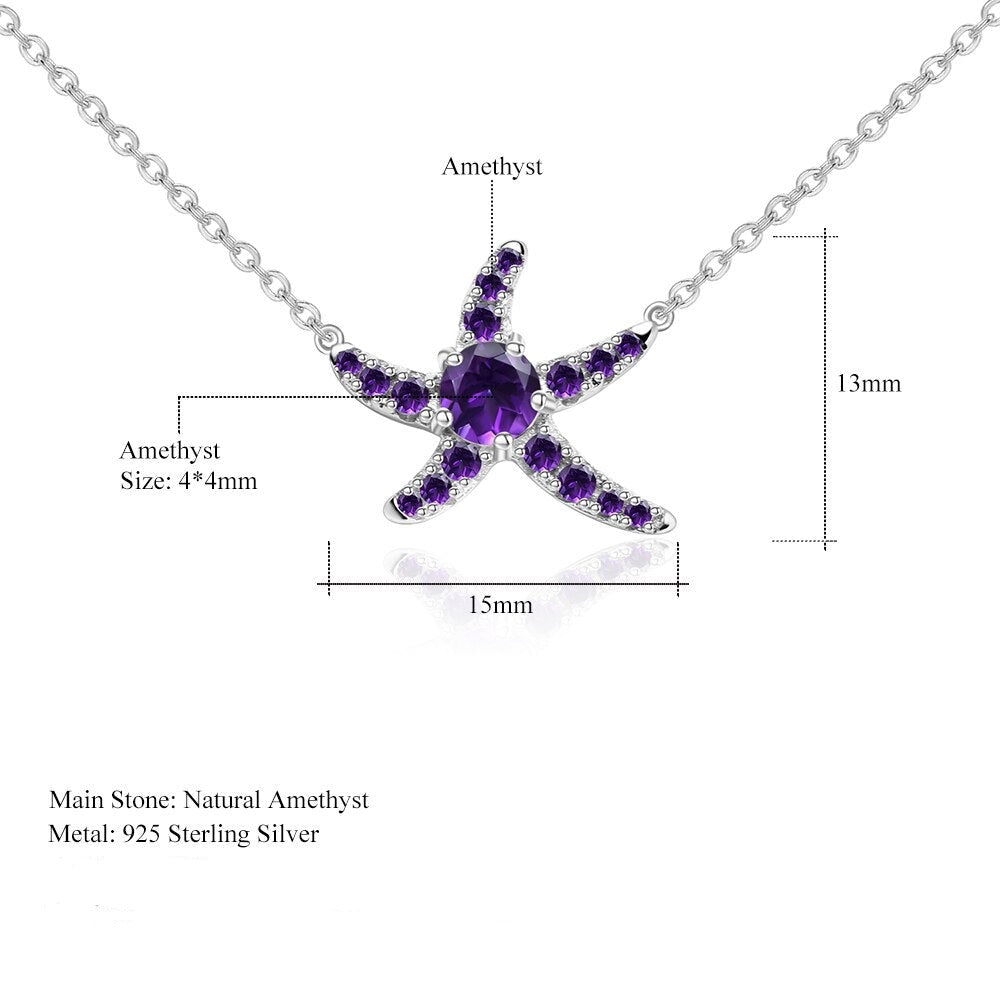 Amethyst Starfish Pendant Necklace