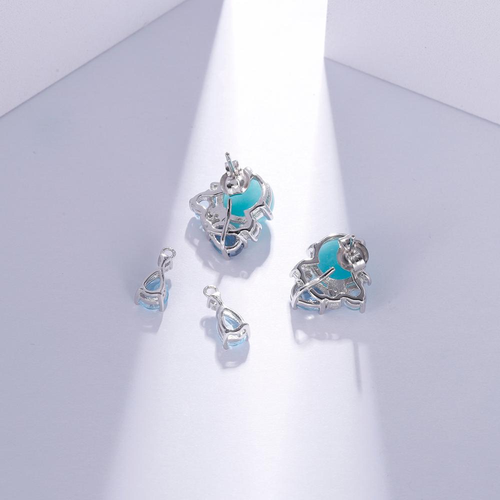 Amazonite Cluster Gem Earrings with Gem Addon Feature