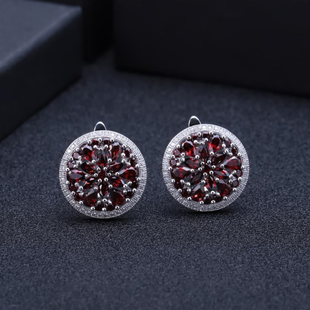 Natural Red Garnet Earrings Cocktail Ring Set