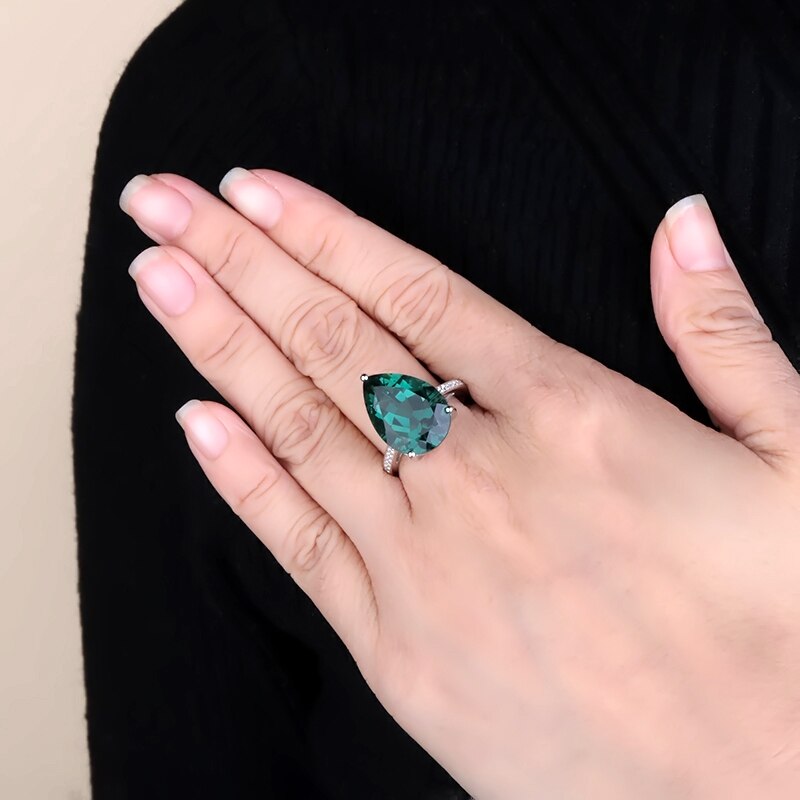 Teardrop Emerald Large Gemstone Ring