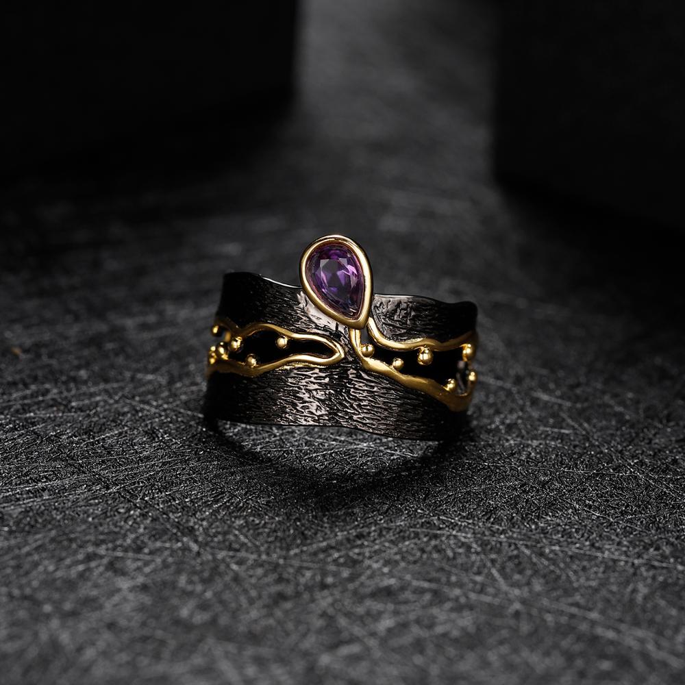 Amethyst Teardrop Resizable Ring