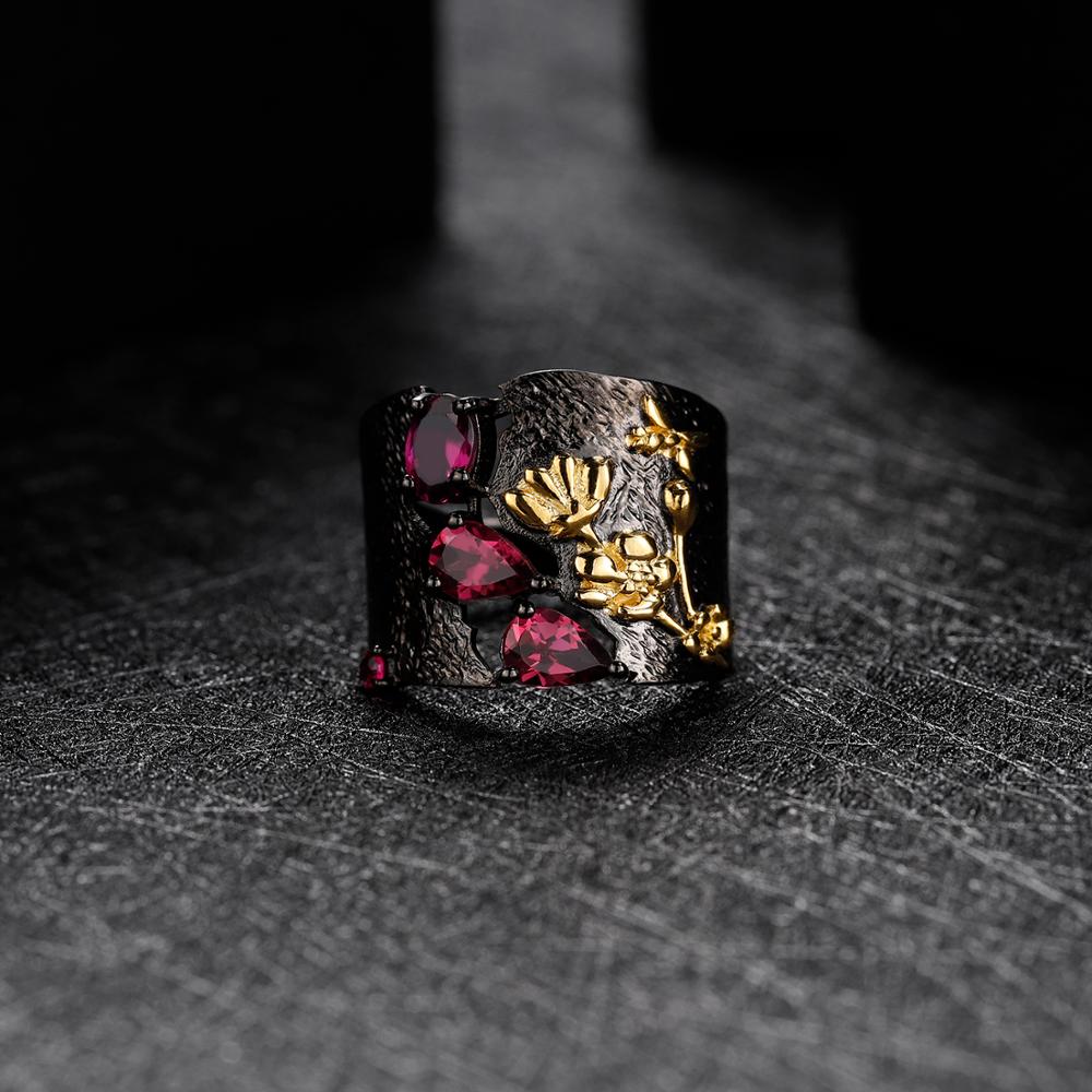 Rhodolite Garnet Floral Humming Bee Ring