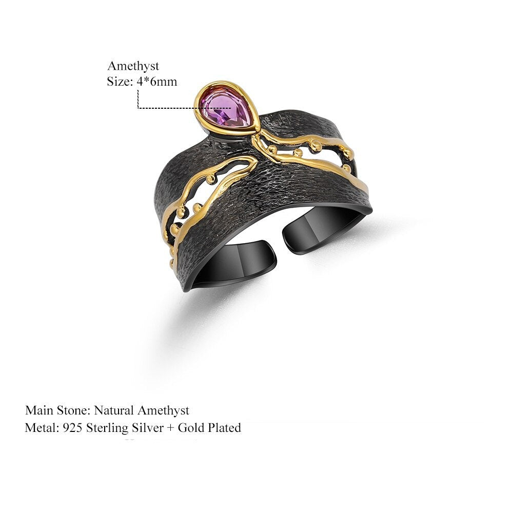 Amethyst Teardrop Resizable Ring