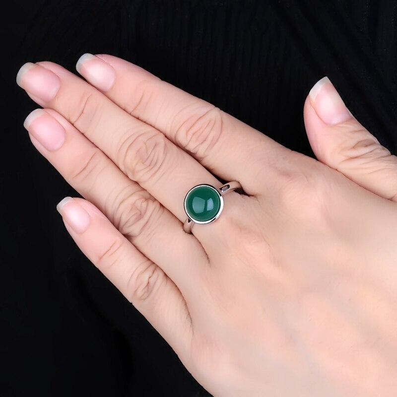 Green Agate  Minimalist Ring