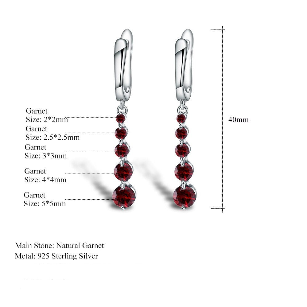 Cherry Garnet Row of Gems Drop Earrings