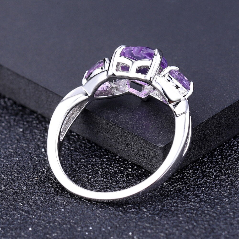 Amethyst Heart Gemstone Ring