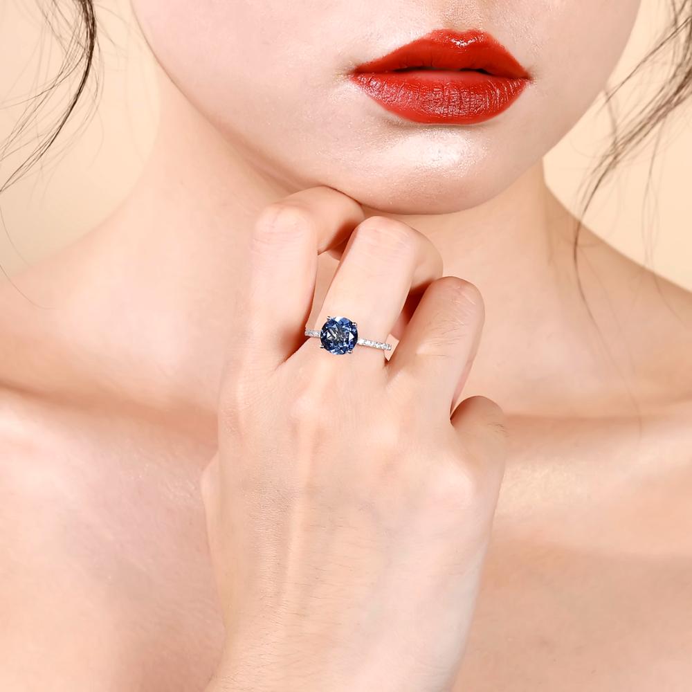 Round Cut Blue Mystic Quartz Ring