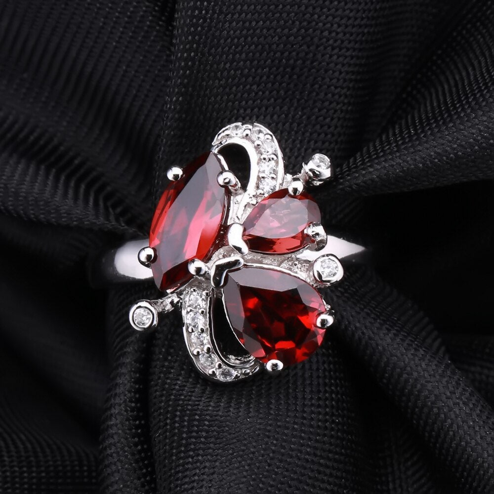 Teardrop Red Garnet Stylized Ring