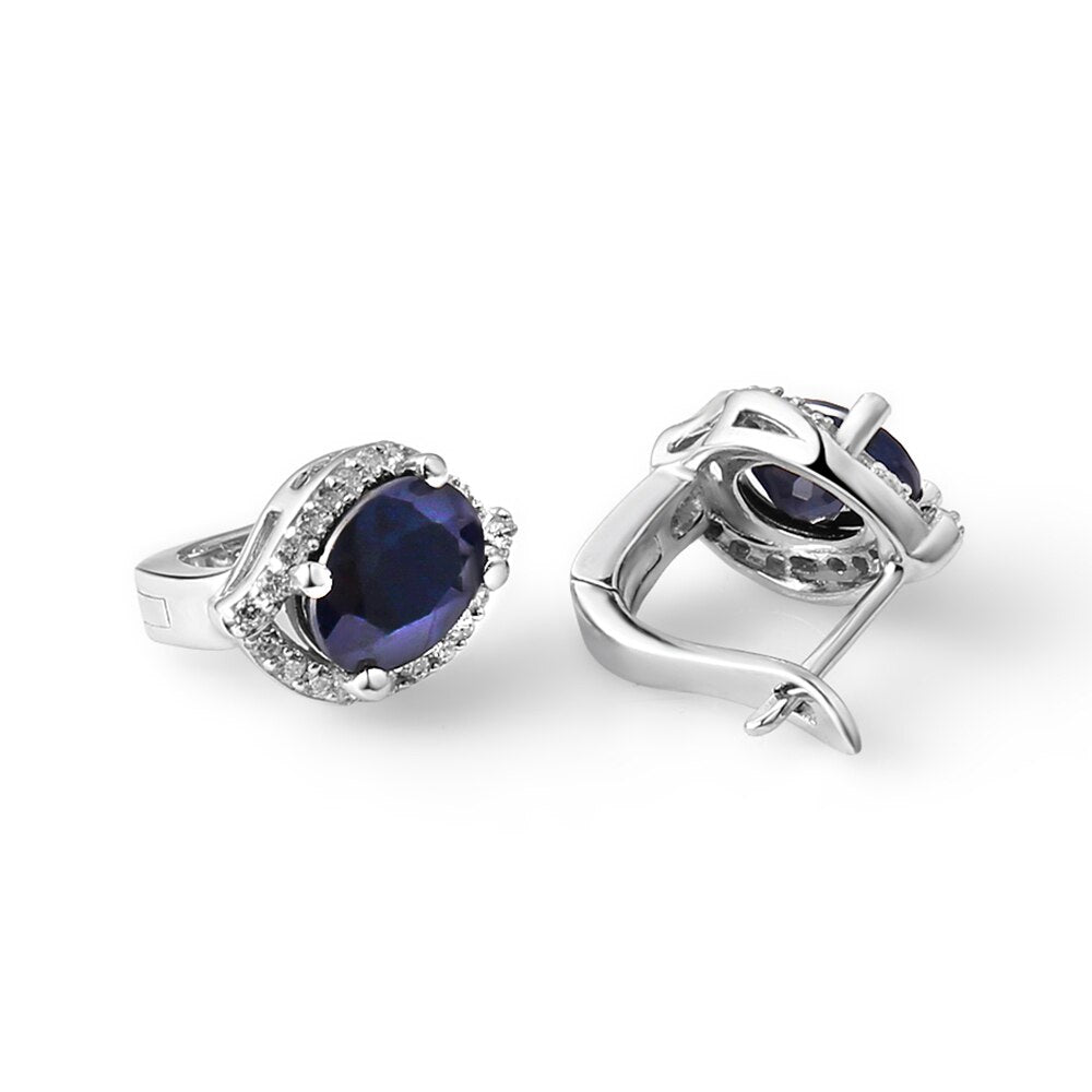 Azure Sapphire Vintage Stud Earrings