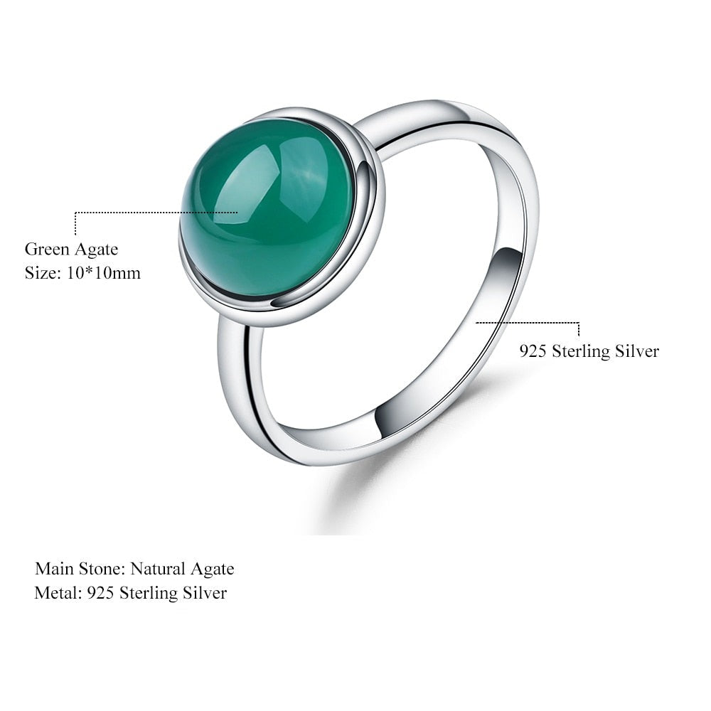 Green Agate  Minimalist Ring