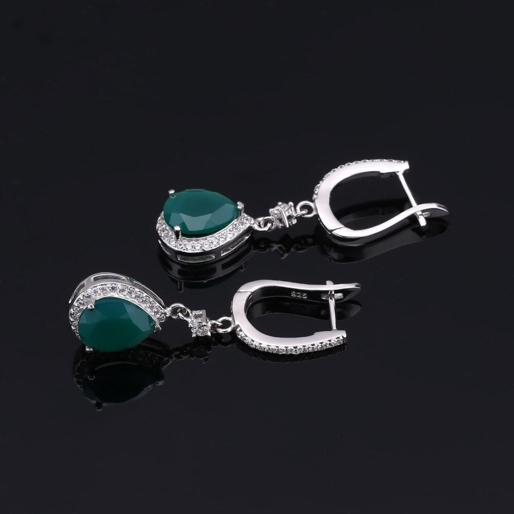 Natural Green Agate Vintage Jewelry Set