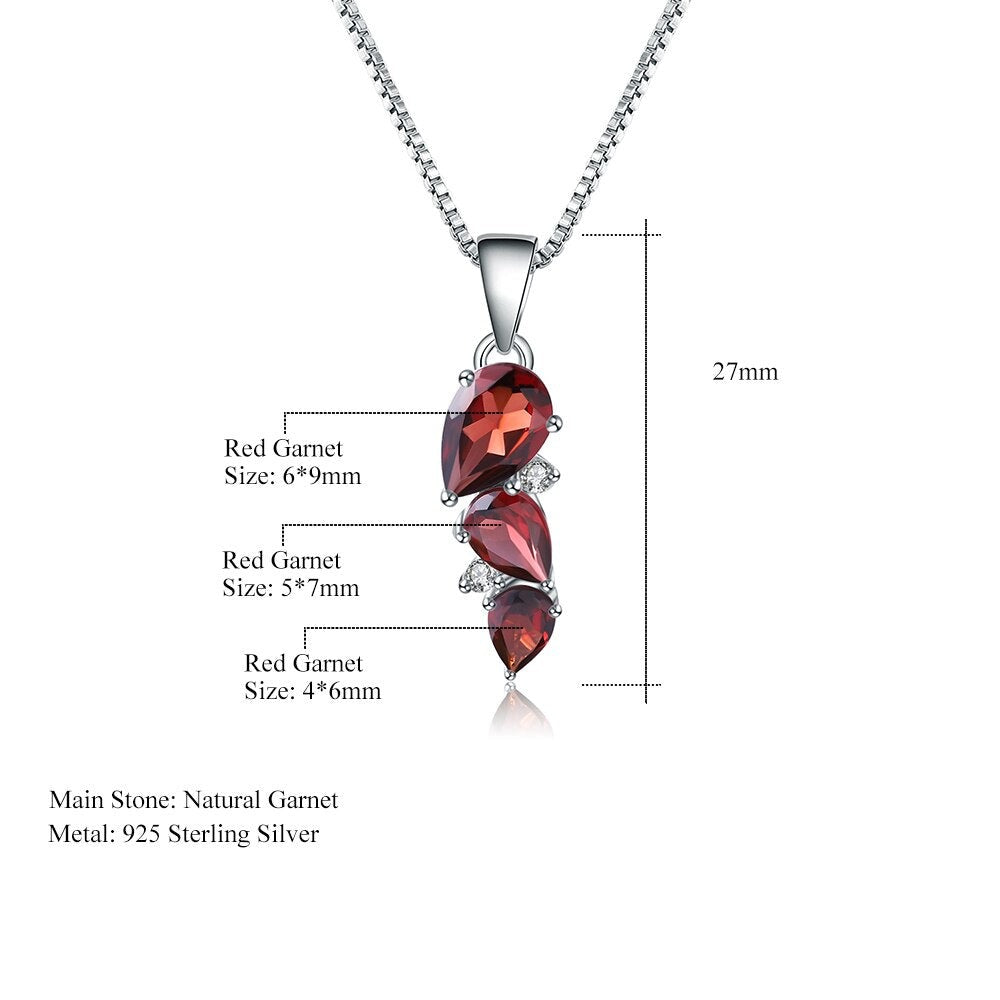 Red Garnet Teardrop Cut Necklace