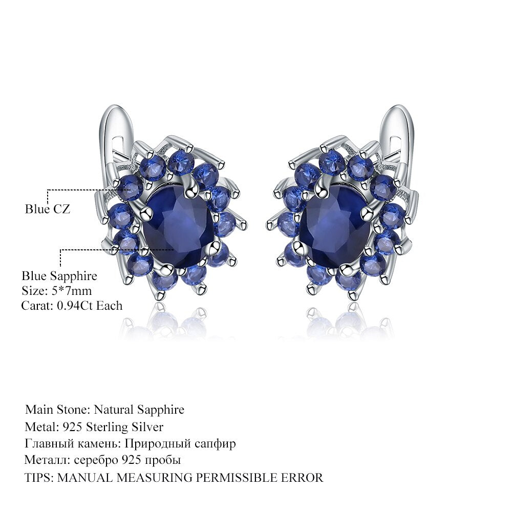 Blue Sapphire Flower Styled Stud Earrings