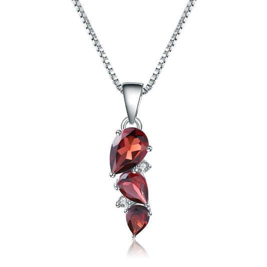 Red Garnet Teardrop Cut Necklace