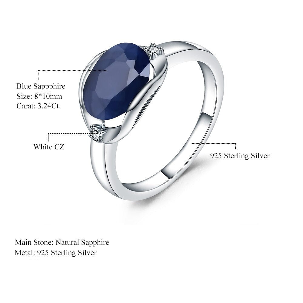 Blue Sapphire Large Gemstone Promise Ring