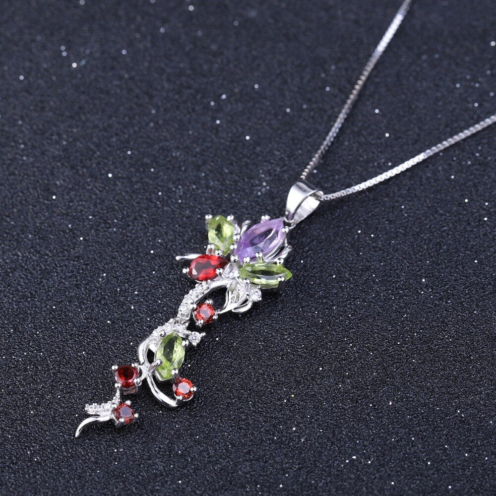 Natural Peridot Plant Necklace