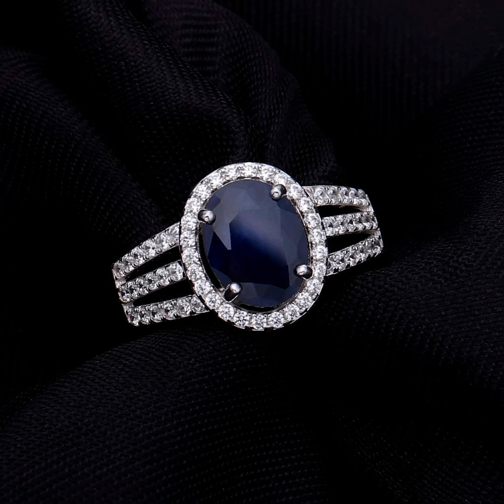 Natural Blue Oval Sapphire Gemstone Pendant | Earrings & Ring Set