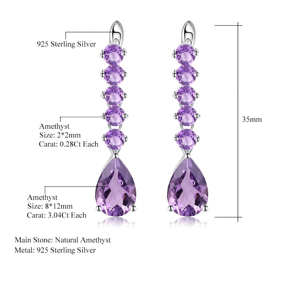 Classic Long Row of Gems Drop Earrings