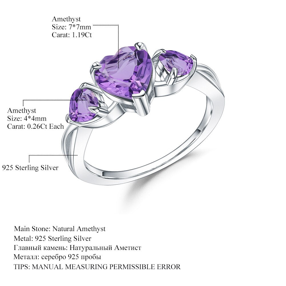 Amethyst Heart Gemstone Ring