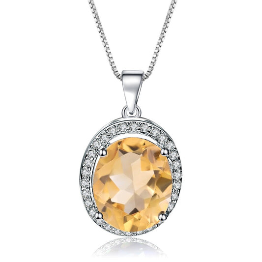 Citrine Large Oval Cut Gemstone Necklace