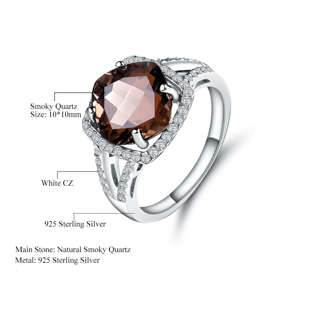 Square Smoky Quartz Large Gemstone Ring