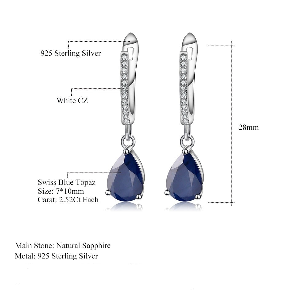 Dark Blue Sapphire Drop Earrings