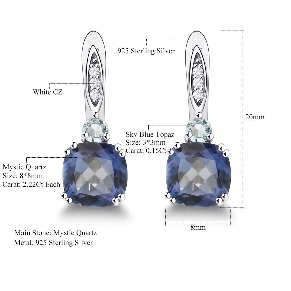 Iolite Cobalt Gemstone Clip Earrings