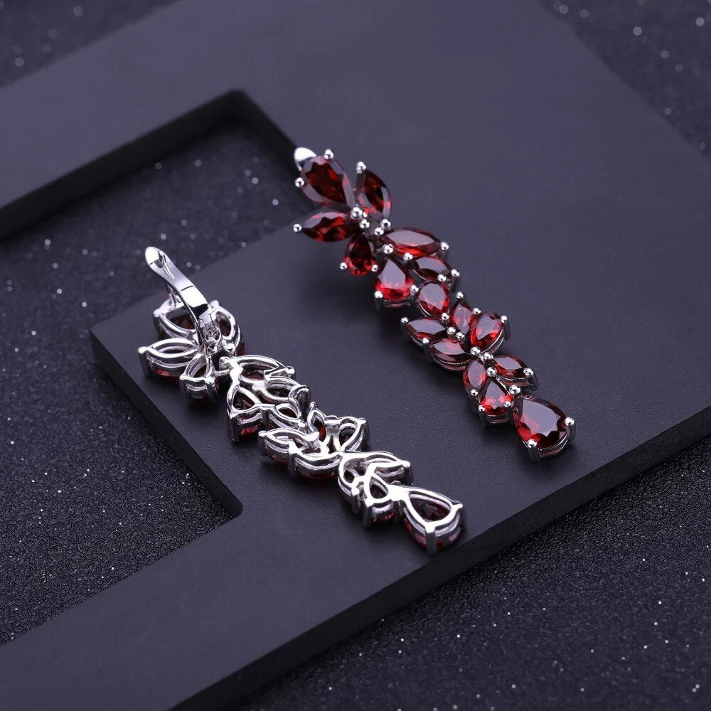 Rose Garnet Branch of Gems Earrings