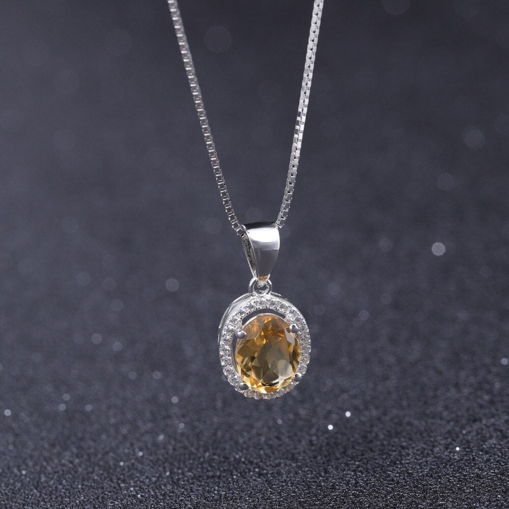 Citrine Large Oval Cut Gemstone Necklace