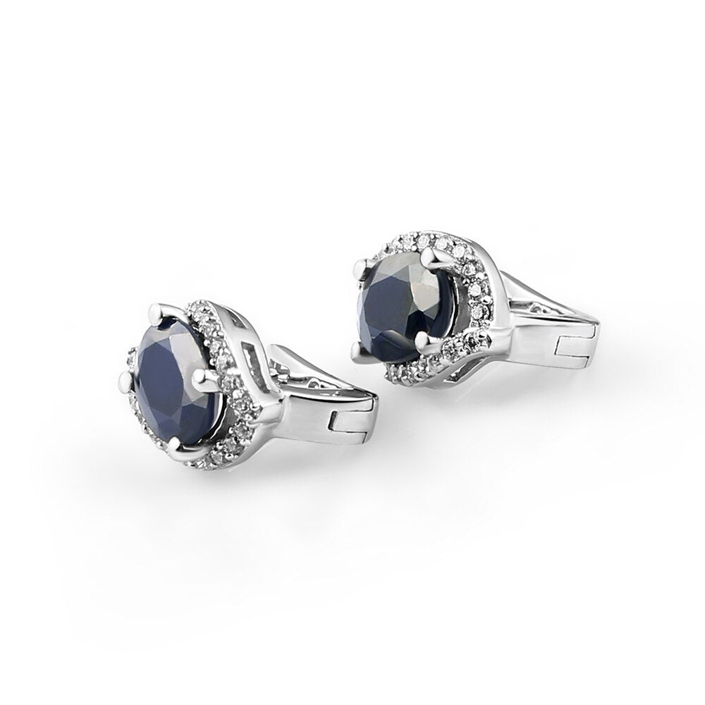 Azure Sapphire Vintage Stud Earrings