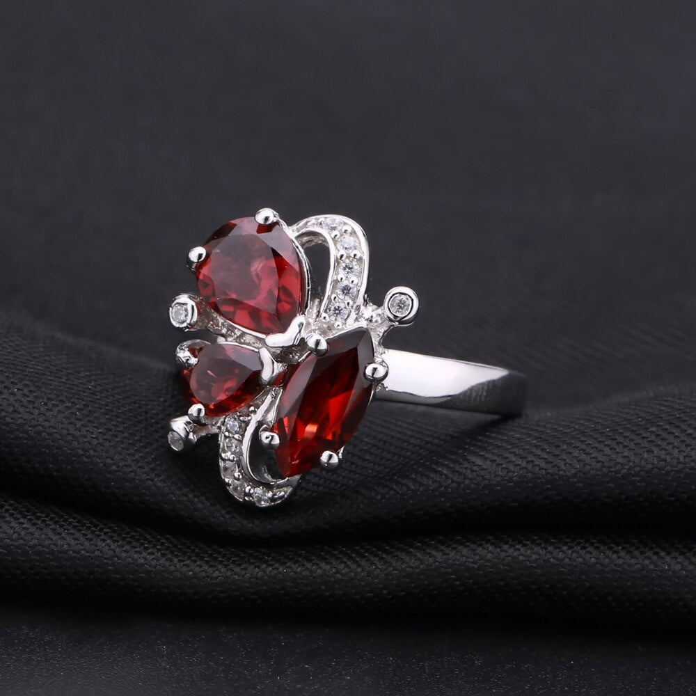 Teardrop Red Garnet Stylized Ring