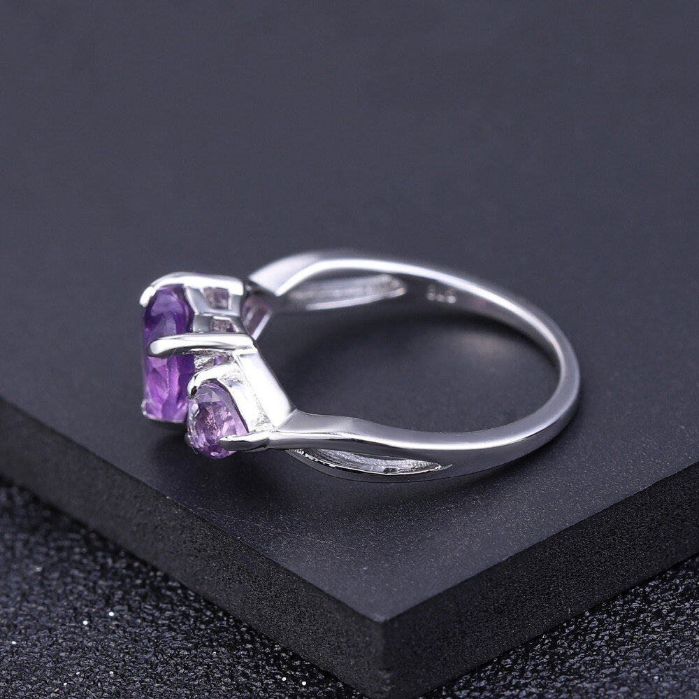 Amethyst Heart Gemstone Ring