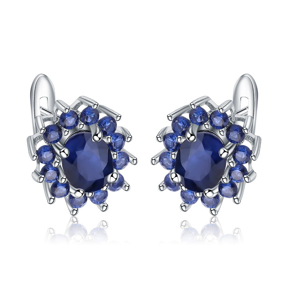 Blue Sapphire Flower Styled Stud Earrings