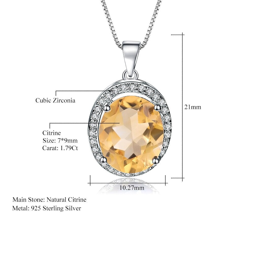 Citrine Large Oval Cut Gemstone Necklace