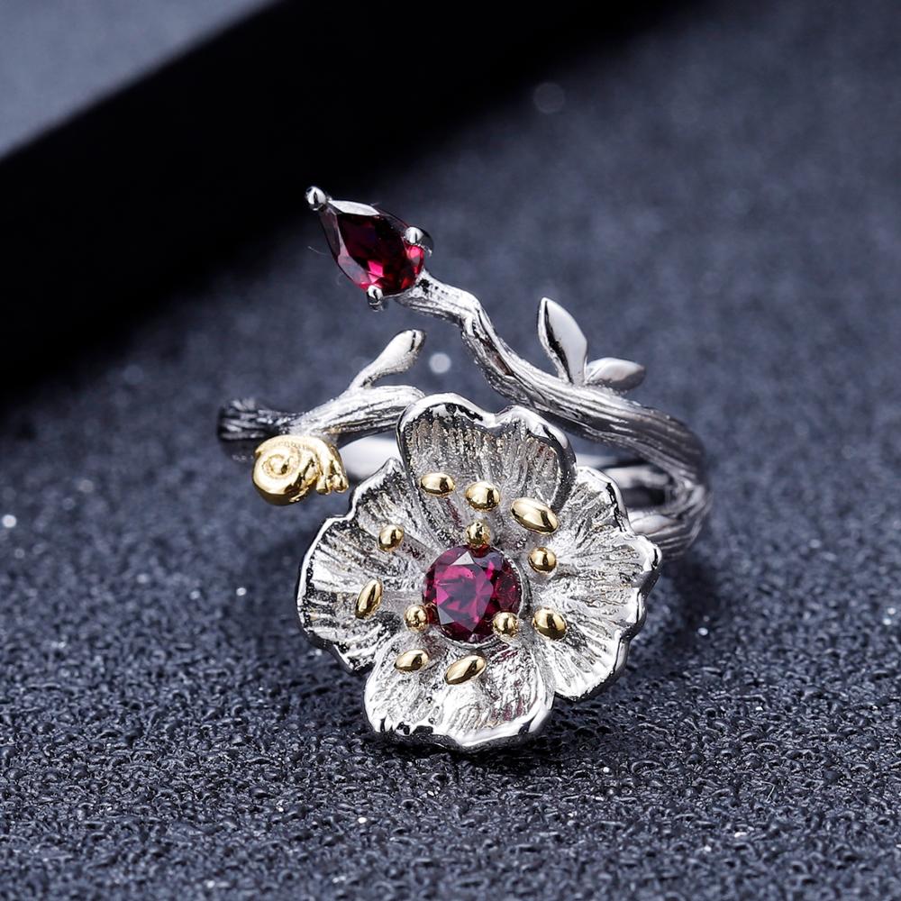 Gold Plated Poppy Flower Styled Resizable Ring