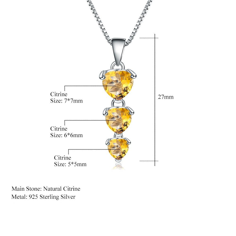 Citrine Row of Hearts Necklace