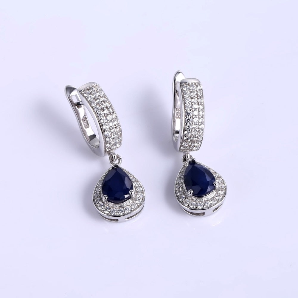 Sapphire Splendor: Silver & Natural Blue Sapphire Jewelry Set