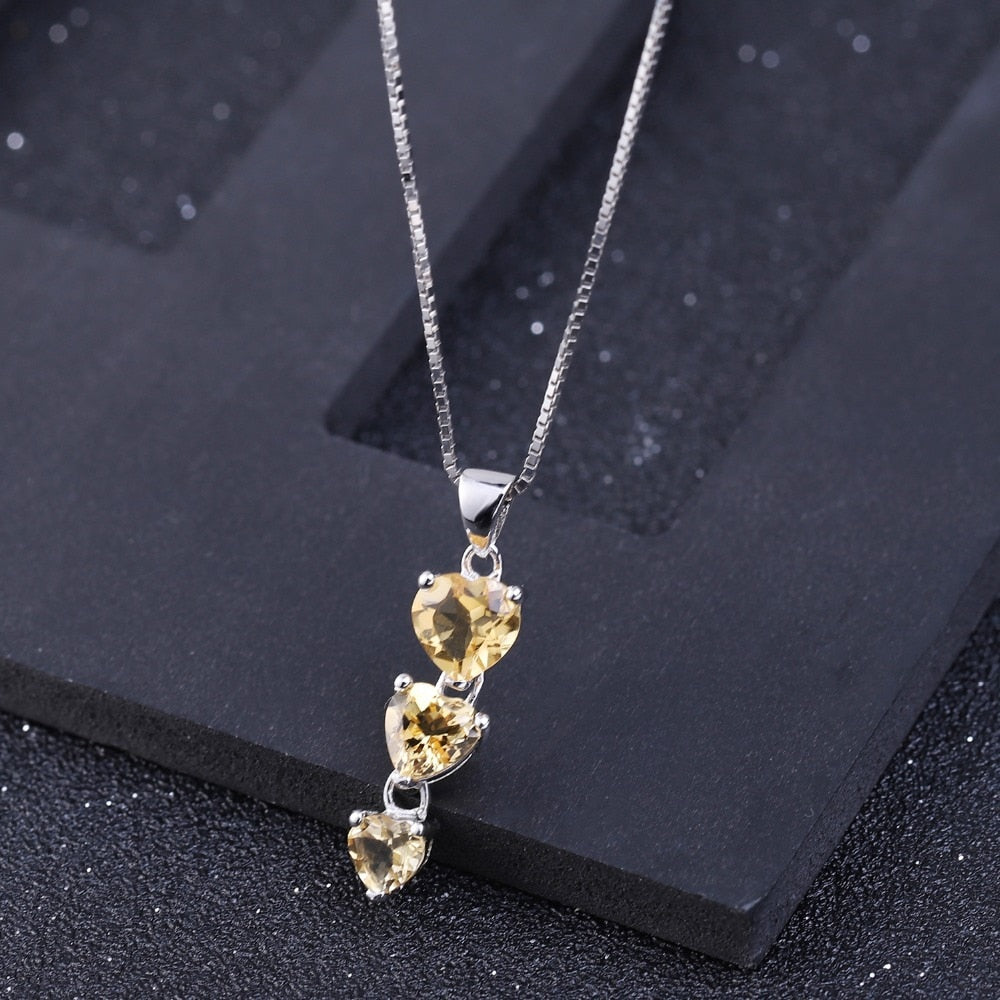 Citrine Row of Hearts Necklace